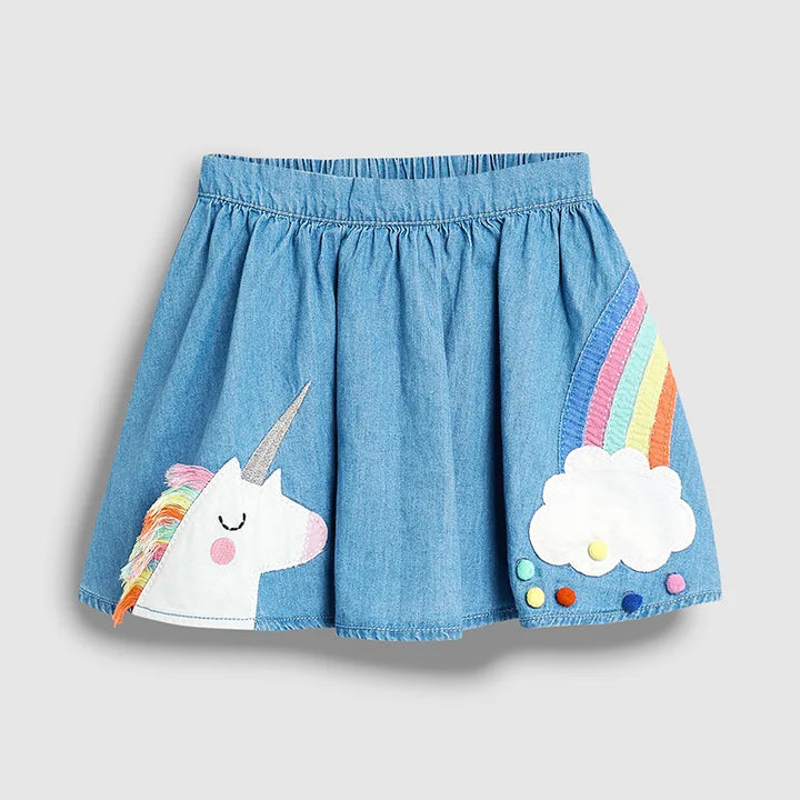 Baby Girls Unicorn Denim Skirt Lovely Casual Clothes Cotton 2 to 7 Years Old