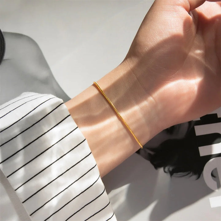 Stainless Steel Snake Chain Bracelet - Fashion Jewelry for Men and Women, Link Bracelet, Ladies' Birthday Gift