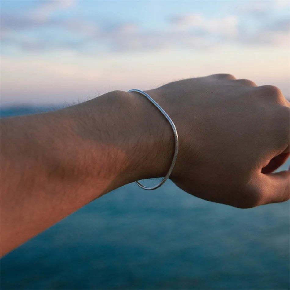 Stainless Steel Snake Chain Bracelet - Fashion Jewelry for Men and Women, Link Bracelet, Ladies' Birthday Gift