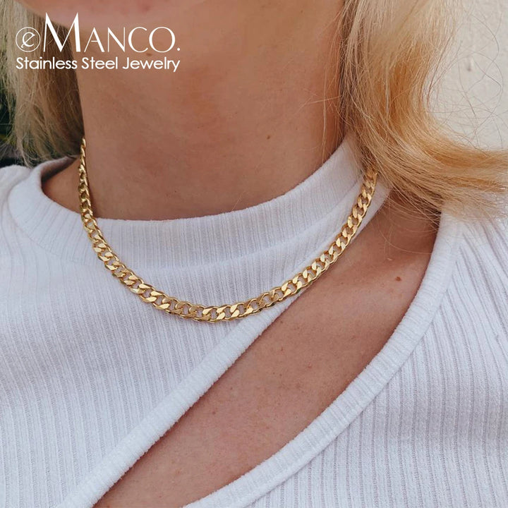 Gold-Plated Stainless Steel Cuban Chain Necklace