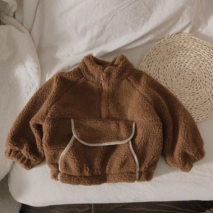 Kids' Lamb Wool Hoodie – Fleece Thickened Autumn/Winter Coat for Boys