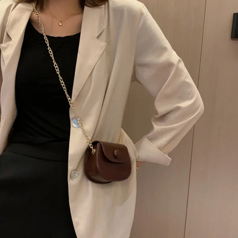 New Mini Shoulder Bag for Women – Fashion Solid Color Chain Crossbody Bag, Small Earphone & Lipstick Storage Bag Hand
