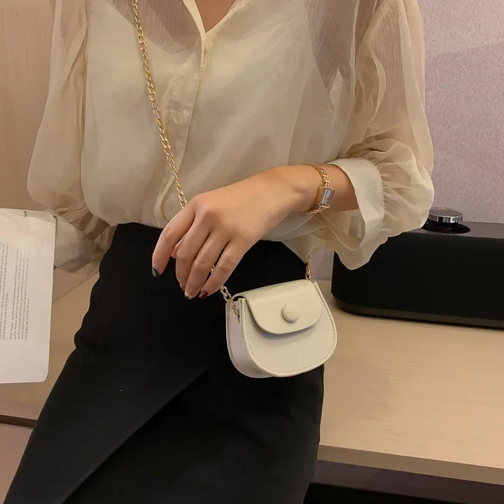 New Mini Shoulder Bag for Women – Fashion Solid Color Chain Crossbody Bag, Small Earphone & Lipstick Storage Bag Hand
