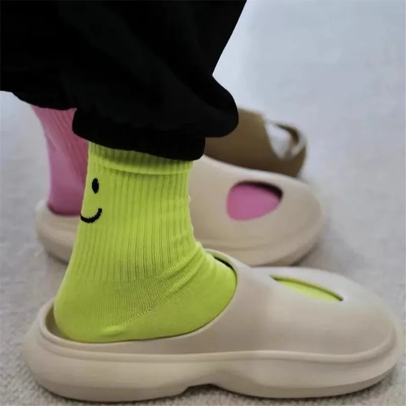 New Tide Brand Behind Crying Face Socks Creative Funny Sports Pure Color Couples Socks Tide Cotton Socks Men Women