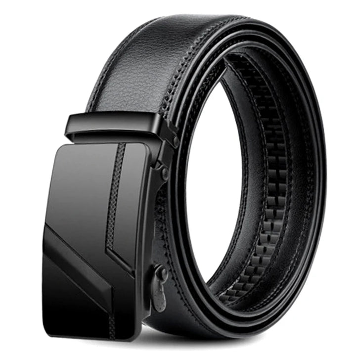 Men's Plus Size PU Leather Belt - 105-170cm, Automatic Alloy Buckle, Black Luxury Design